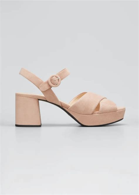 prada 65mm suede crisscross platform sandals|prada platform sandals.